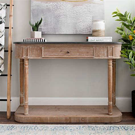 Lisa Demilune Black and Washed Console Table | Kirklands | Living room ...