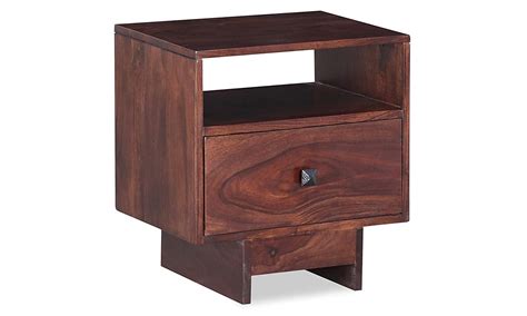 Furinno Sheesham Wood Bedside End Table for Bedroom Home (Light Walnut ...