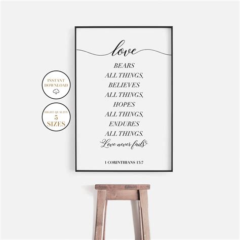 Bible Verses Printable Love Bears All Things Printable Bible - Etsy