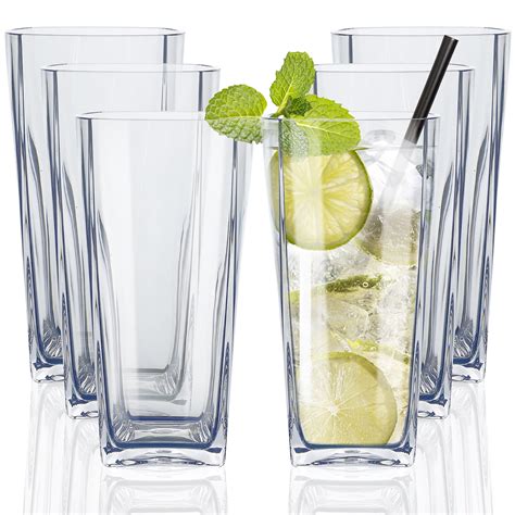 AOMOTA 6pcs Reusable Plastic Water Tumblers Stackable Shatterproof 20 ...