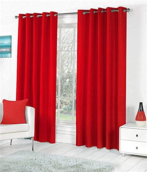 Buy Kiara Creations 1 Piece Plain Solid Curtains for Window 5 Feet, Red ...