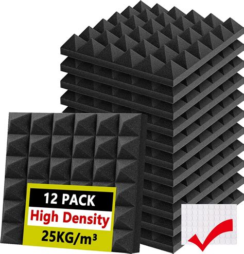 Foneso Acoustic Foam Panels 12'' x 12'' x 2'', Sound Insulation Wall ...