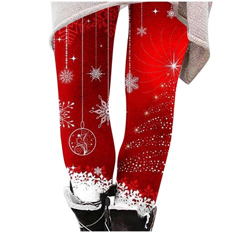 DeHolifer Women Christmas Leggings Plus Size High Waist Workout Pants ...