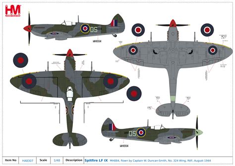 Spitfire LF IX MH884, flown by Captain W. Duncan-Smith, No. 324 Wing ...