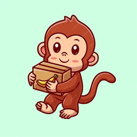 Free Vector | Cute Monkey Courier Shipping Package Cartoon Vector Icon ...