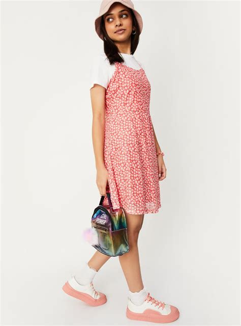 Buy Girls Printed Pinafore Dress with T-shirt Online at just Rs. 699.0 ...