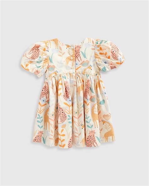 Buy Mothercare Girls Half Sleeve Dresses Pretty Safari-Cream Online at ...