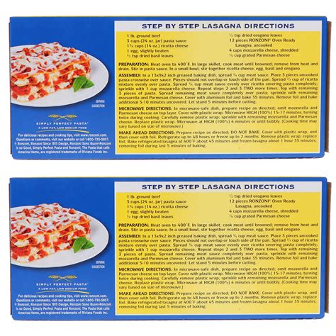 Lasagna Recipe On Box at Will Bracy blog