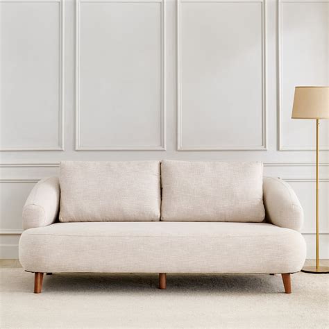 Buy Nuqta Fabric 3-Seater Sofa with Cushions - Beige from Home Centre ...