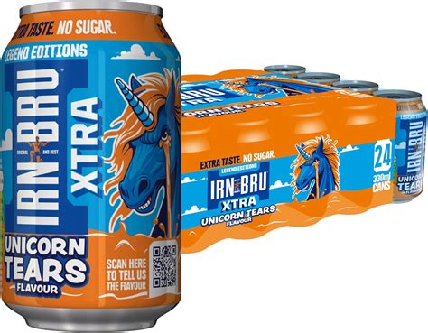 IRN-BRU XTRA Unicorn Tears Limited Edition Flavour, 24 Pack No Sugar & Zero Calorie Fizzy Drinks ...