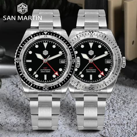 San Martin NH34 GMT Bidirectional Bezel Light Date SN0112G - Black Bez ...