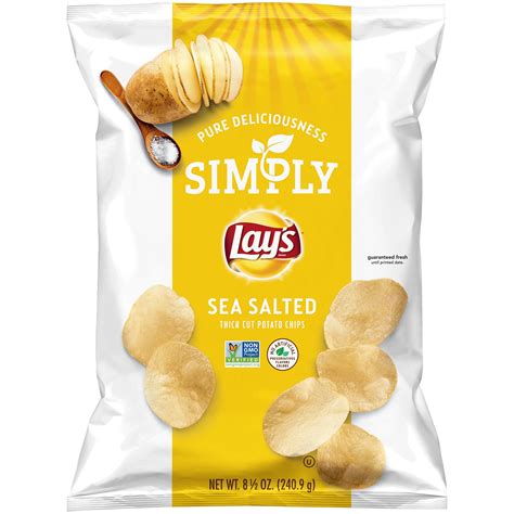 Simply Lay's Sea Salted Thick Cut Potato Chips, 8.5 oz Bag - Walmart.com