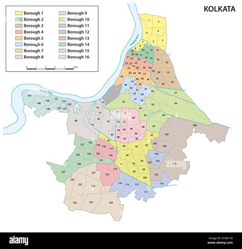 Administrative map of Kolkata, capital of the Indian state of West ...
