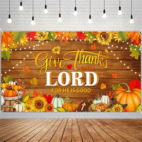 Amazon.com: Thanksgiving Christian Backdrop Banner Decorations Give ...