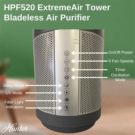 Hunter HPF520 ExtremeAir Tower Bladeless Air Purifier | Hunter Pure Air