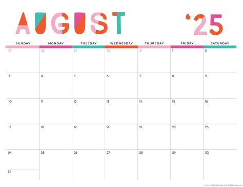 2025-2026 Colorful Printable Calendar for Moms - iMOM