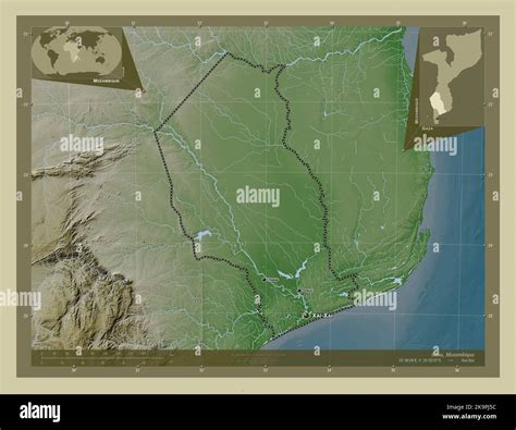 Gaza, province of Mozambique. Elevation map colored in wiki style with ...