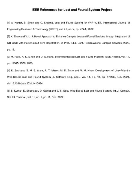 Lost and Found System Project IEEE References - Studocu