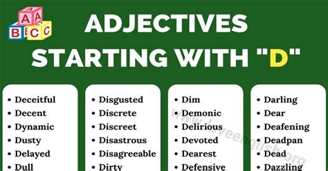 Adjectives that Start with D: 100 Common Adjectives Words Starting with ...