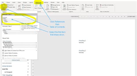 How to Create a Table of Contents in Word 的图像结果