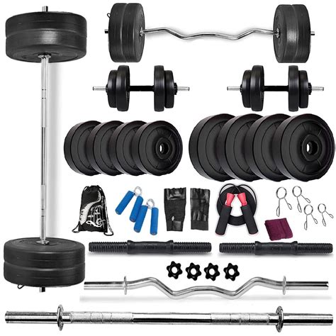 Bodyfit Home Gym Set 8 Kg to 100 Kg with Straight and Curl Rod + Dumbb ...