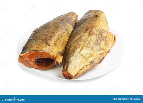 Cold Smoked Mackerel on Plate Stock Photo - Image of dried, brown: 69524868