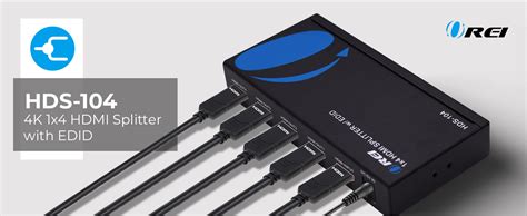 Orei HDS-104 1x4 Powered Splitter up to Full HD 1080P & 3D Support with ...