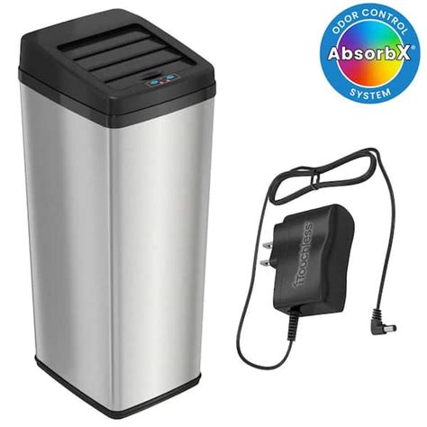iTouchless 13 Gal. / 49 Liter Stainless Steel Household Metal Trash Can ...