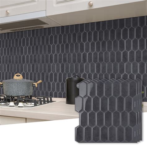 AllDecoo Long Hexagon Peel and Stick Tiles Backsplash,10-Sheet 3D Self ...