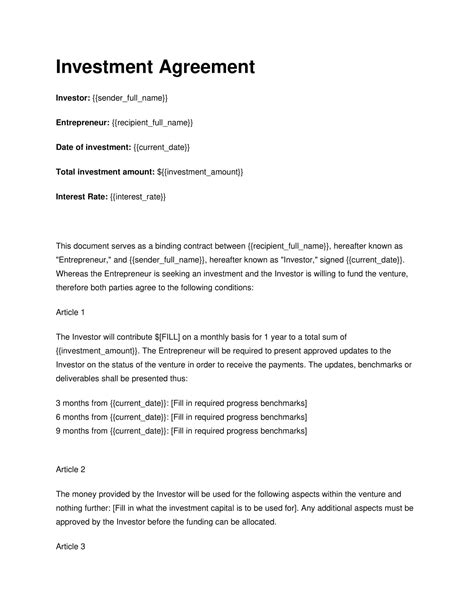 Free Printable Investment Contract Templates [PDF, Word] Simple Cash