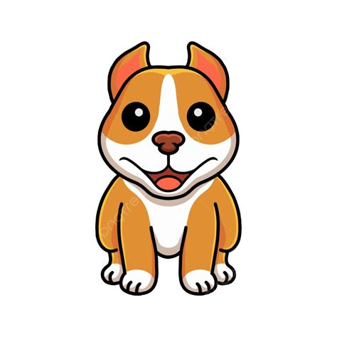 Cute Smiling Little Pitbull Cartoon, Baby, Fauna, Dog PNG and Vector ...