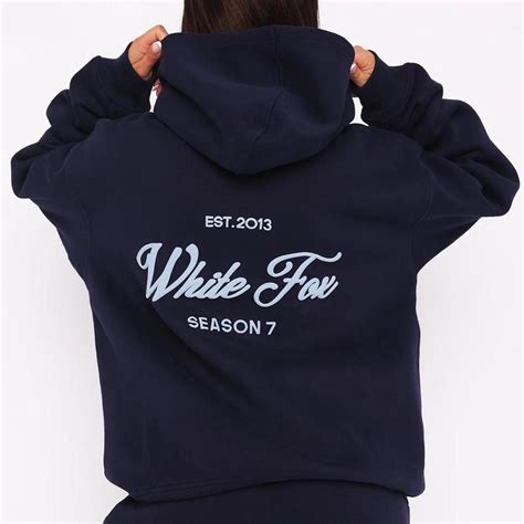 White Fox hoodie in navy and blue #hoodie - Depop