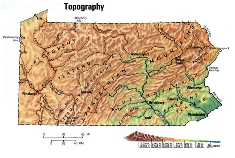Pennsylvania topographic map.Free topographical map of Pennsylvania topo
