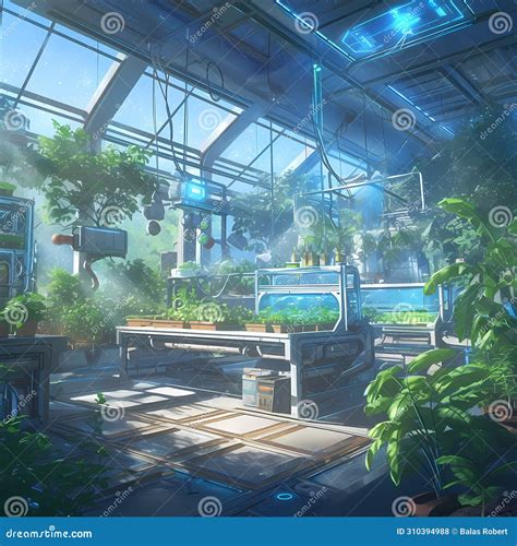 High-Tech Urban Farm, Futuristic Gardening Oasis Stock Illustration ...