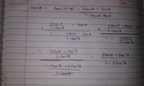 what is the formula of tan3A with full derivation - Brainly.in