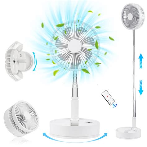 Buy Oscillating Portable Standing Fan for Travel, 7200mAh Rechargeable ...