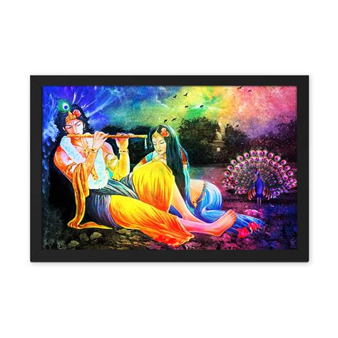 Radha Krishna Playing Flute With Peacock – Ritwikas