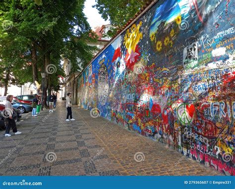 John Lennon Wall in Prague editorial photography. Image of landmark ...
