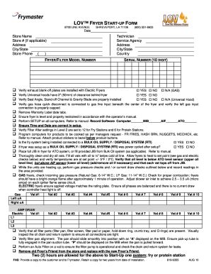 Fryer Start Form - Fill Online, Printable, Fillable, Blank | pdfFiller