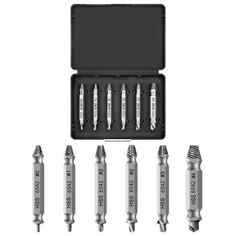 Serplex® 6Pcs Damaged Screw Extractors with Storage Case Assorted Sized ...