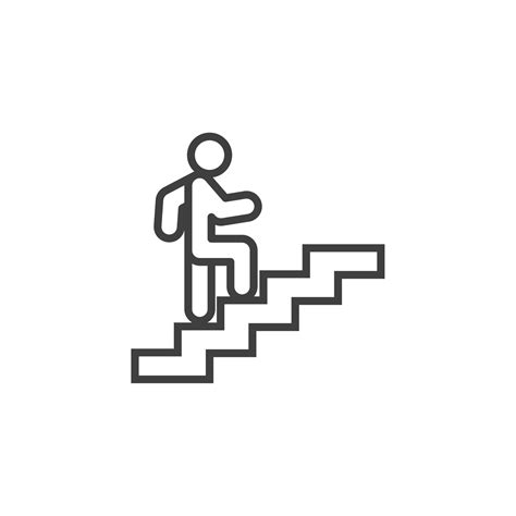 Vector sign of the Man on stairs going up symbol is isolated on a white ...