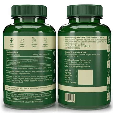 Buy NUTRABUD ORGANICS ASHWAGANDHA 1000MG | STRESS & ANXIETY RELIEF ...
