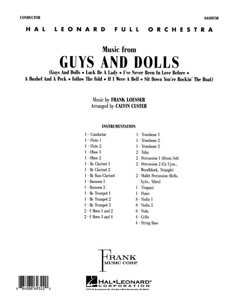 Music from Guys and Dolls (arr. Calvin Custer) - Full Score by Frank ...