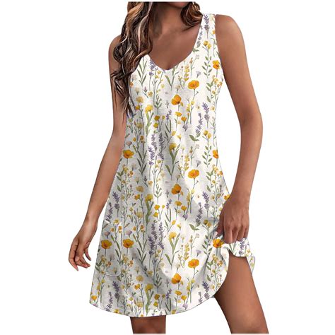 DeHolifer Womens Dresses Summer Floral Beach V-Neck Dresses Short ...