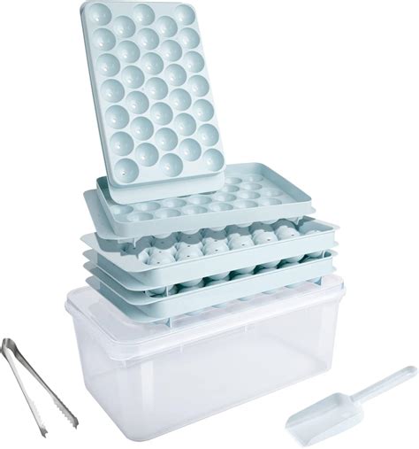 Amazon.com: JIAYOUBAO Round Ice Cube Trays for Freezer with Lid and Bin ...
