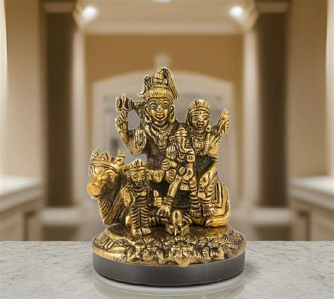 Buy Gold Plated Metal Shiva Family Parivar Idols Natraj Statue Statue ...