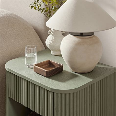 Maru 1-Drawer Bedside Table, Sage Green | daals