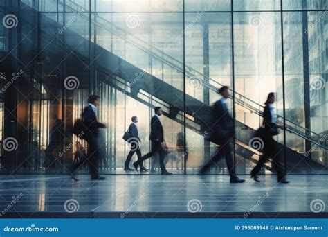 Blurred Business People Walking Up and Down Stair Outside Office in Fast Movement Stock Photo ...