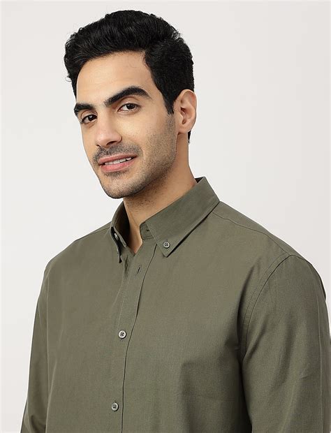 Buy Pure Cotton Plain Button-down Collar Shirt at Marks & Spencer
