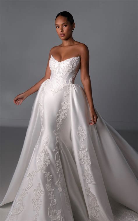 Couture Fit-and-Flare Wedding Dress with Satin Overskirt